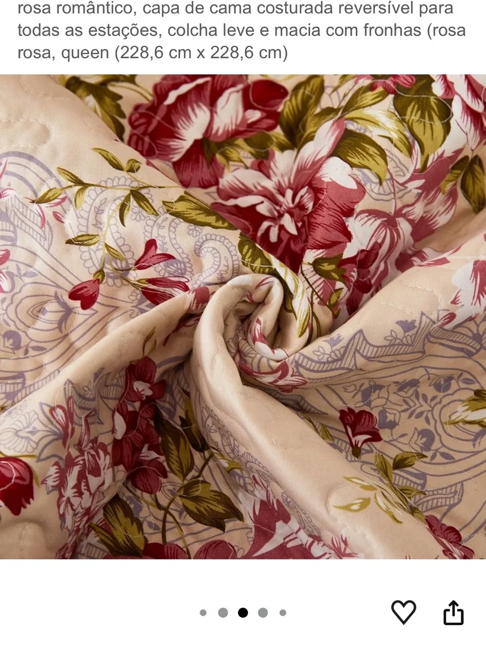 Floral Quilt Set in Cream and Rose - Classic Home Bedding